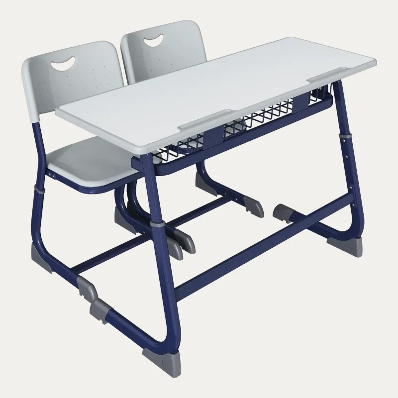 C-Shape Two-Seat Height-Adjustable School Desk