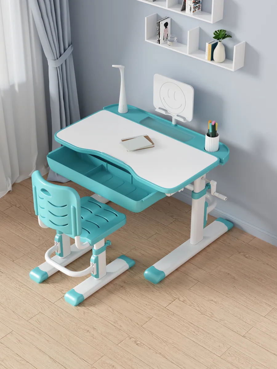 SY001 80cm Hand-Crank Study Desk with Lamp