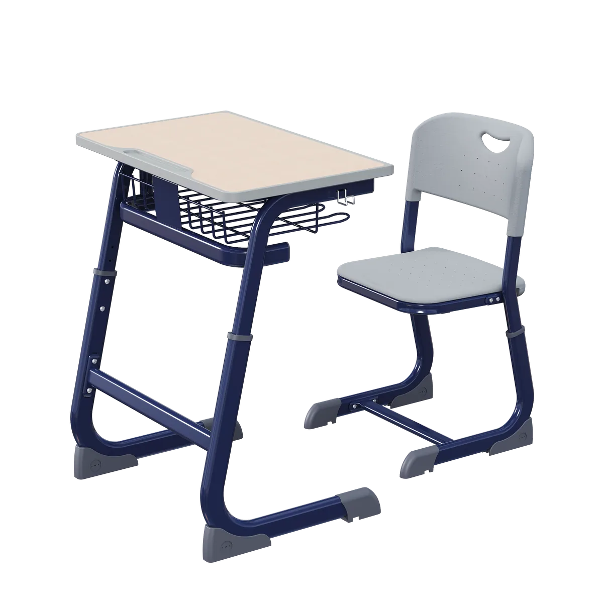 YJ-KZ006 C-Shape Height-Adjustable School Desk & Chair