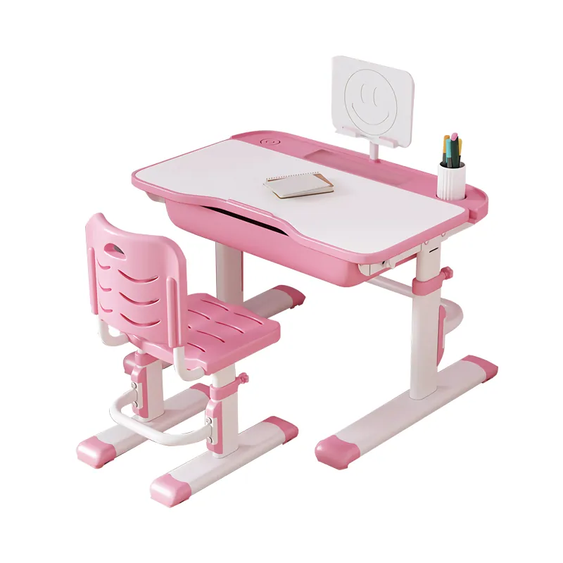 Hand-crank height-adjustable kids study desk
