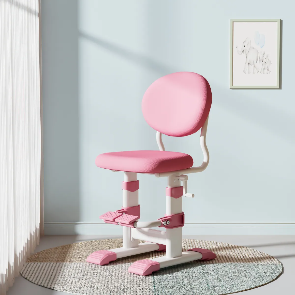 Hand-Crank Chair with Footrest